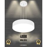 Hegza Lighting Drum 40cm (Beyaz Kasa, Doğal Beyaz Işık) Ledli Modern LED Avize, Salon, Mutfak, Oturma Yatak Odası, Sarkıt