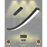 Hegza Lighting Freccia (Siyah Kasa, Sarı Işık) Ledli Modern Sarkıt Linear LED Avize Salon Mutfak Oturma Odası Yatak Odası Antre Hol LED