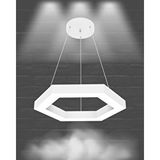 Hegza Lighting Hexagon ( Beyaz Kasa, Beyaz Işık ) Sarkıt Ledli Modern Led Avize, Salon, Mutfak, Oturma Odası