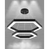 Hegza Lighting HEXAGON PİRAMİT Ayarlanabilir Sarkıt LEDli Modern Siyah Led Avize (6500K (Beyaz Işık))