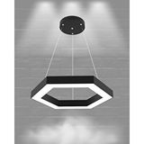 Hegza Lighting Hexagon ( Siyah Kasa, Beyaz Işık ) Sarkıt Ledli Modern Led Avize, Salon, Mutfak, Oturma Odası