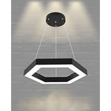 Hegza Lighting Hexagon ( Siyah Kasa, Doğal Beyaz Işık ) Sarkıt Ledli Modern Led Avize, Salon, Mutfak, Oturma Odası