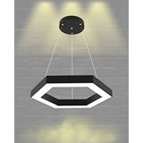 Hegza Lighting Hexagon ( Siyah Kasa, Sarı Işık ) Sarkıt Ledli Modern Led Avize, Salon, Mutfak, Oturma Odası
