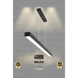 Hegza Lighting Lineer 100cm ( Siyah Kasa, Doğal Beyaz Işık ) Sarkıt Modern Led Avize, Salon, Mutfak, Masa Üstü