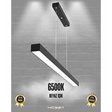 Hegza Lighting Lineer 120cm ( Siyah Kasa, Beyaz Işık ) Sarkıt Ledli Modern Led Avize, Salon, Mutfak, Oturma Odası