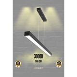 Hegza Lighting Lineer 120cm ( Siyah Kasa, Sarı Işık ) Ledli Sarkıt Modern Led Avize, Salon, Mutfak, Masa Üstü Avize