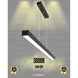 Hegza Lighting Lineer 80cm, Siyah Kasa, Sarı Işık, Ledli Modern Led Avize, Salon, Mutfak, Oturma Yatak Odası, Sarkıt, Lineer