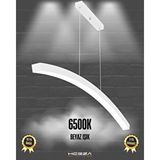 Hegza Lighting Luna ( Beyaz Kasa, Beyaz Işık ) Sarkıt Ledli Modern Led Avize, Salon, Mutfak, Oturma Odası