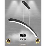 Hegza Lighting Luna ( Siyah Kasa, Beyaz Işık ) Sarkıt Ledli Modern Led Avize, Salon, Mutfak, Oturma Odası