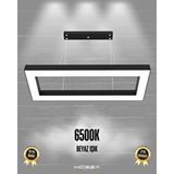Hegza Lighting Mesita ( Siyah Kasa, Beyaz Işık ) Sarkıt Ledli Modern Led Avize, Salon, Mutfak, Oturma Odası