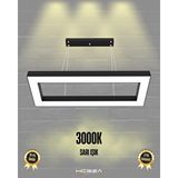 Hegza Lighting Mesita ( Siyah Kasa, Sarı Işık ) Sarkıt Ledli Modern Led Avize, Salon, Mutfak, Oturma Odası