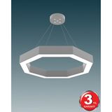 Hegza Lighting Octagon - Ledli Modern Sarkıt Linear LED Avize Salon Mutfak Oturma Odası Yatak Odası Antre Hol LED - Gri - Gün Işığı (4000K)