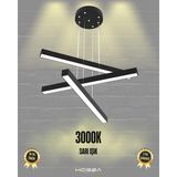 Hegza Lighting Trillizo (Siyah Kasa, Sarı Işık) Ledli Modern Sarkıt Linear LED Avize Salon Mutfak Oturma Odası Yatak Odası Antre Hol LED