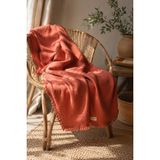 Heianmono 4 Katlı Turuncu Rengi %100 Pamuk Müslin Saçaklı Bebek Battaniye (100X120 CM)(250 Gram)