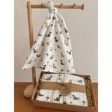 Heianmono Müslin Bebek Battaniyesi %100 Pamuk (80X80 Cm) - Beyaz - Yeşil - 80 x 80