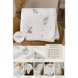 Heianmono Müslin Bebek Battaniyesi %100 Pamuk (80X80 Cm) - Gri - Beyaz - 80 x 80