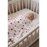 Heianmono Müslin Bebek Battaniyesi %100 Pamuk (80X80 Cm) - Kalp Desen - 80 x 80