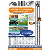 HEİLBER 1.5 HP 220V Kalem Dalgıç Su Motoru Pompa | 99m Derinlik -990m Yatay | 14 Kademeli | 1.2" Su Çıkış Ağ