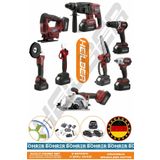 Heilber Alman 4 Akü 2 Şarj Cihazı V598 Profesyonel 8 Makine Kombo Set , Kırmızı Çanta