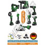 Heilber Alman 4 Akü 2 Şarj Cihazı V598 Profesyonel 8 Makine Kombo Set , Yeşil Çanta