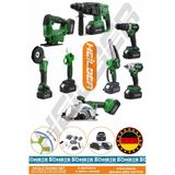 HEİLBER Alman 4 Akü 2 Şarj Cihazı V598/36v Profesyonel 8 Makine Kombo Set , Yeşil Çanta