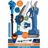 HEİLBER ALMAN 6807M BLUE V598/21V TELESKOPİK AKÜLÜ DAL BUDAMA ZİNCİRLİ TESTERE VE ŞARJLI 30MM DAL BUDAMA MAK
