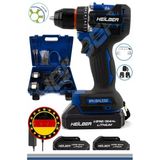 Heilber Alman Max V998 15Ahm Mavi Bakır Sargılı Çift Batarya Akülü Vidalama Çelik Şanzıman Şarjlı Matkap