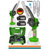 Heilber Alman V598 25CM Yeşil Zincir Yağlamalı Çift Akülü Budama Testeresi Şarjlı Ağaç Dal Kesme Testeresi