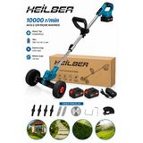 HEİLBER BA011531 Tekerlekli Akülü Çim Biçme Makinesi 36V Çift Akülü Kömürsüz Motor Misinalı Tırpan Ot Kesme
