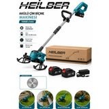 Heilber BA011532 Akülü Çim Kesme Makinesi 36V Çift Akülü Kömürsüz Motor Misinalı Mini Tırpan Ot Kesme Makinesi