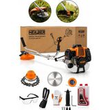 Heilber BA011552 52 cc Benzinli Yan Tırpan Motorlu Ot Biçme Makinesi Çift Kollu Misinalı Testere Bıçaklı Full Aksesuar Seti