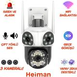 Heiman HM-644 2 Kameralı 4mp Wifi Insan Takipli Alarmlı Sesli Full HD Güvenlik Kamerası - Siyah
