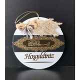 Hein Besmeleli Hosgeldiniz Dekoratif Ahsap Kapi Susu - Beyaz - Siyah