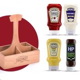 Heinz Ahşap Sosluk Hediye Paketi Hardal 445 gr + Ketçap 460 gr + Mayonez 400 gr + HP Barbekü 465 gr