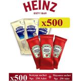 Heinz Ketçap Sachet 9 gr x 250 Ad + Mayonez Sachet 9 gr x 250 Ad - Heinz - 1 Adet