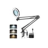 HEJARON LOBO Büyüteçli Işıklı Masa Tutuculu Ring Light Led Işık, 3 Renk Modlu Çalışma Işığı Tripod