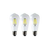 Heka 3 Adet St64 Led Rustik Ampul Şeffaf Cam 6 W Beyaz Işık 6500 Kelvin