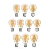 Heka A60 6 Watt 10 Adet E27 Bal Cam Sarı Işık (2500k) Led Fılament Rustik Ampul