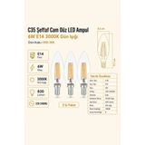 Heka C35 Şeffaf Cam Düz LED Ampul 6W E14 3000K Gün Işığı ERD-308 - 3'lü
