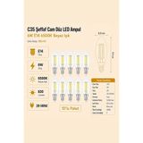 Heka C35 Şeffaf Cam Düz LED Ampul 6W E14 6500K Beyaz Işık Erd-93 - 10'lu