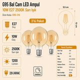 Heka G95 Bal Cam LED Ampul 10W E27 2500K Sarı Işık ERD-316 - 3'lü