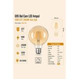 Heka G95 Bal Cam LED Ampul 10W E27 2500K Sarı Işık ERD-316