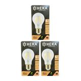 Heka LED Ampul, 6W (51W), 6500K Beyaz Işık, E27 Duy, Şeffaf, 3 Adet