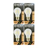 Heka LED Ampul, 6W (51W), 6500K Beyaz Işık, E27 Duy, Şeffaf, 4 Adet