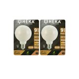 Heka LED Ampul, 9W (67W), 3000K Sarı Işık, E27 Duy, G125 Glop, 2 Adet