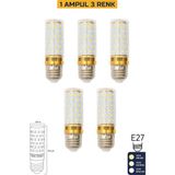 Heka Mısır Şeffaf E27 LED Ampul 10W 6500K Beyaz Sarı Gün Işığı Üç Renkli 5'li Paket