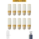 Heka Mısır Şeffaf E27 LED Ampul 10W 6500K Gün Işığı Renk Sıcaklığı Üç Renkli Ampul ERD-307 - 10'lu