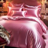 Helen George Pembe Saten Çift Kişilik Nevresim Takımı - 200 x 220 cm - Açık Pembe