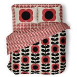 Helen George Retro Flora Kırmızı Nevresim Takimi