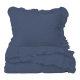 Helen George Vintage Fırfırlı Indigo Mavi Çift Kişilik Nevresim Takımı -HFR0454